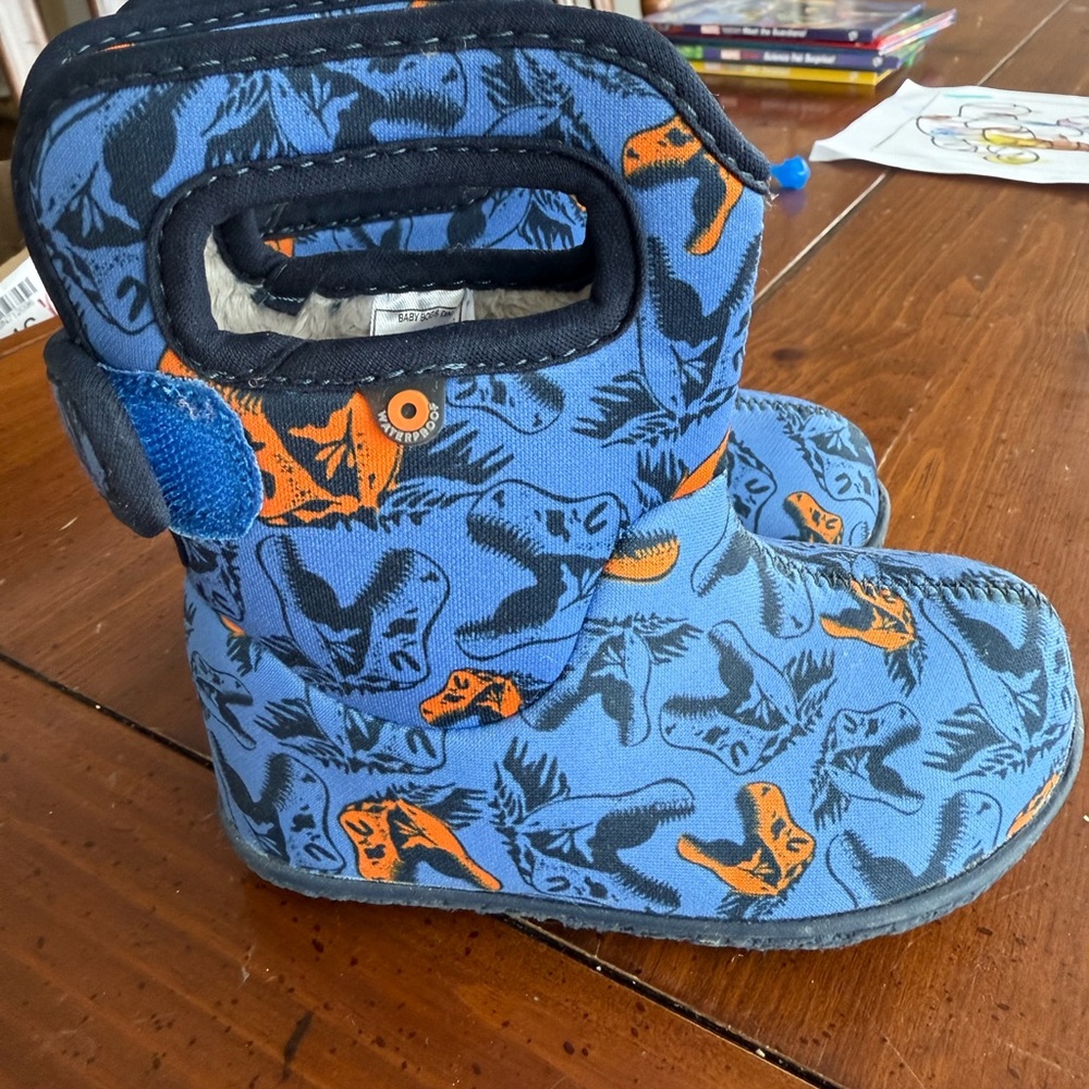 Bogs Kids Blue and Orange Dino Boots - Picture 2 of 5
